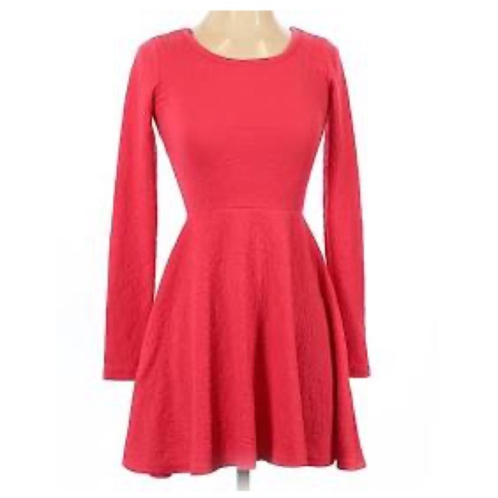 Coral, Long Sleeved Dress with Heart Cut Out